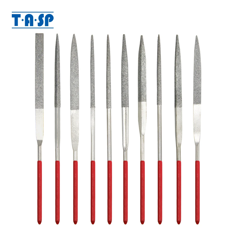TASP 10pcs 140mm Diamond Needle File Set for Jewelry Metal Wood Ceramic Glass Stone Craft Sharping Working Hand Carving Tool