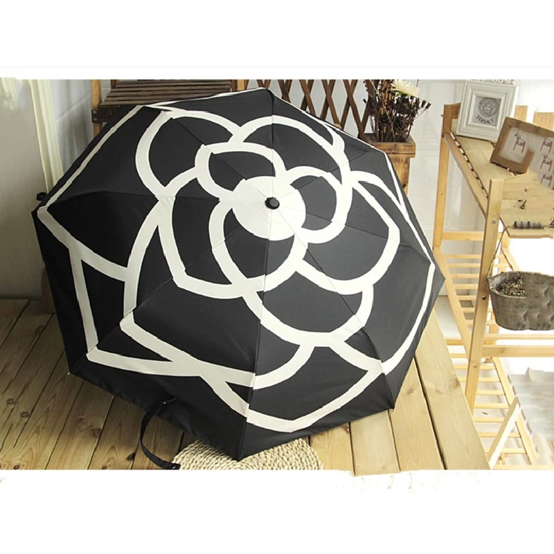 High-End Small Fragrant Camellia Automatic Umbrella Sun Shade UV Umbrella Classic Women's Umbrella