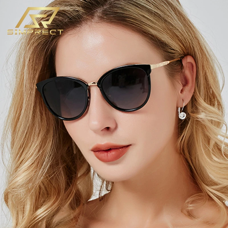 SIMPRECT Oversized Sunglasses Women 2021 Retro Round Sun Glasses Vintage Luxury Brand Design Shades For Women Zonnebril Dames