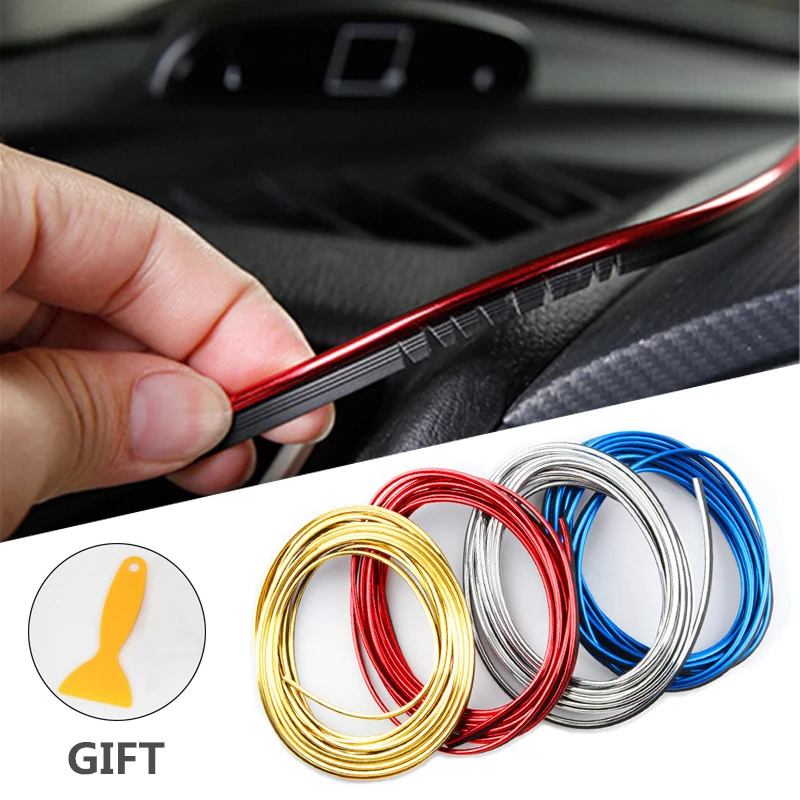 Car Styling Universal DIY Flexible Interior Moulding Trim Strips Car Accessories Decoration Strip Dashboard 5M Edge Sticker