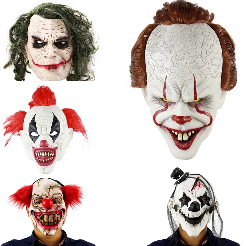 Halloween Horror Sorcerer Clown Mask for Masquerade Halloween Party Latex Full Face Mask Escape Dress Up Party Mask for Adult