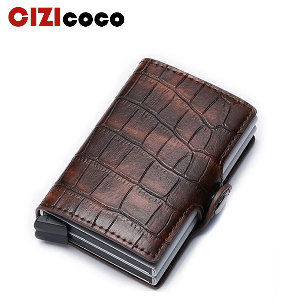 New Card Holder RFID Blocking Aluminium Business ID Credit Card holder Men Slim Double Case Wallet Purse