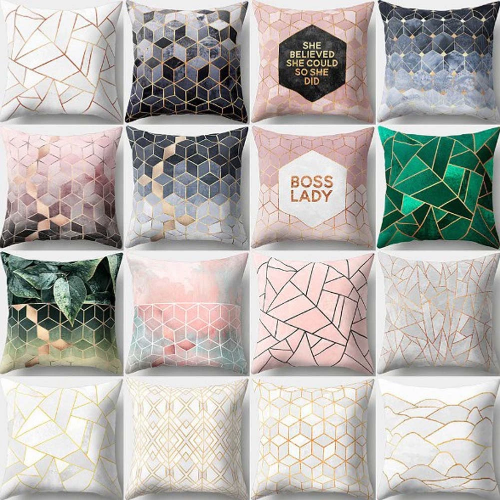 45*45cm Geometric Nordic Pillow Cover Tropic Throw  Cover Polyester Cushion Case Sofa Bed Decorative Pillow Home Decor