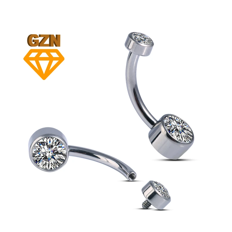 G23 Titanium Premium Gem stone Belly Button Rings Body Piercing Jewellery 14G Navel Piercing Ring Jewelry For Women Wholesale