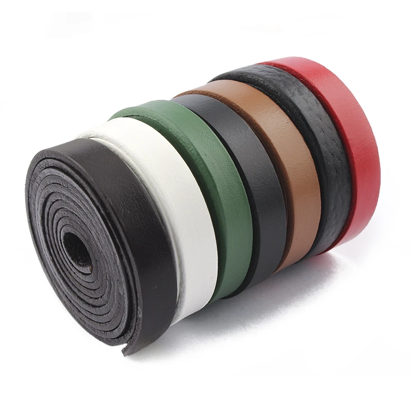 2meters Red/Black/Brown/White/Green 10x2mm Genuine Flat Leather Cord Rope For Leather Bracelet Neckalce Jewelry Findings Making