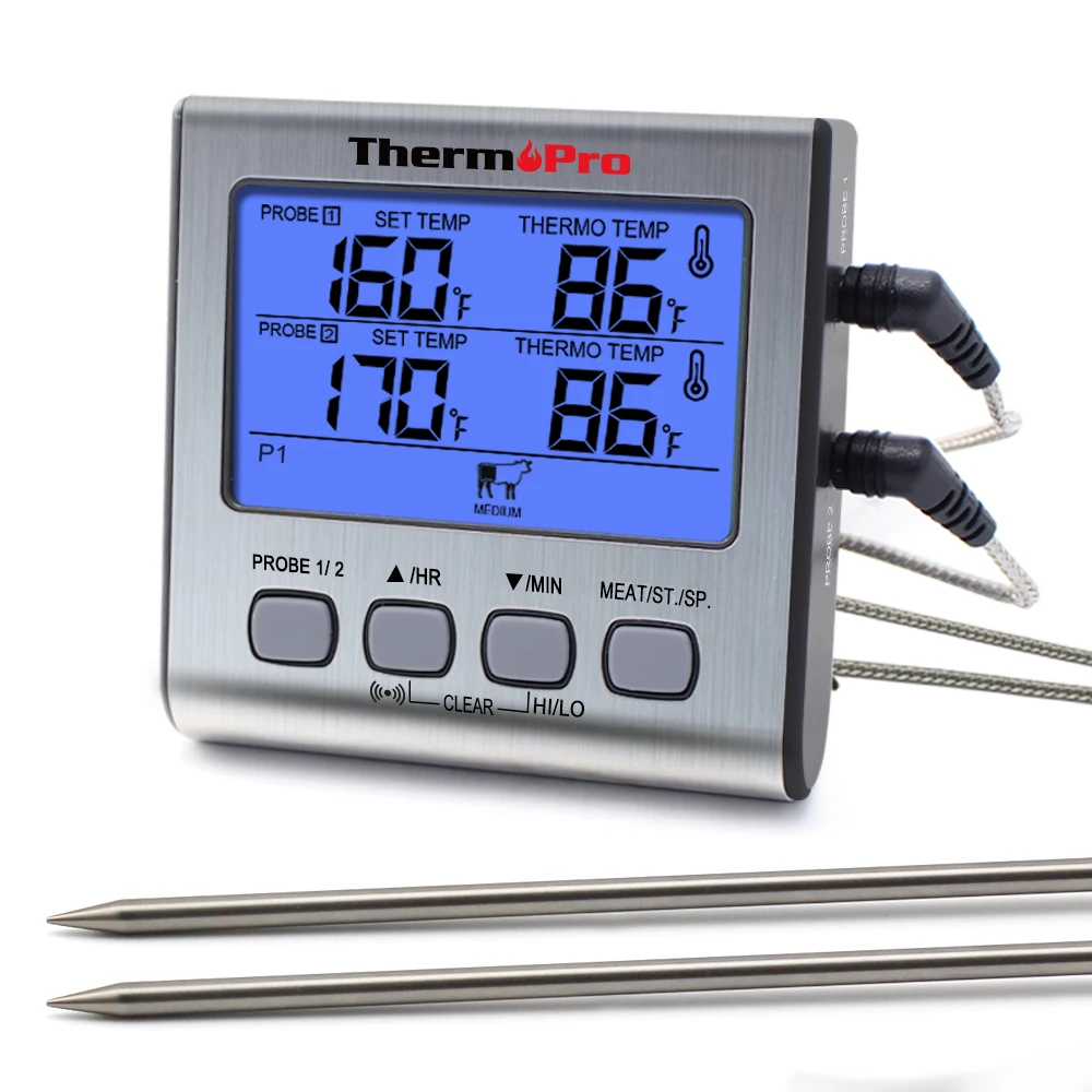 ThermoPro TP17 Dual Probes Digital Outdoor Meat Thermometer Cooking BBQ Oven Thermometer with Big LCD Screen For Kitchen
