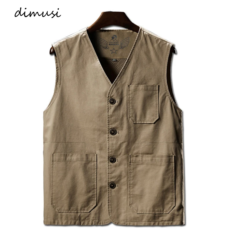 DIMUSI Summer Men's Vests Casual Man Cotton Breathable Mesh Vest Sleeveless Jackets Man Outwdoor Fishing Waistcoats Clothing 8XL