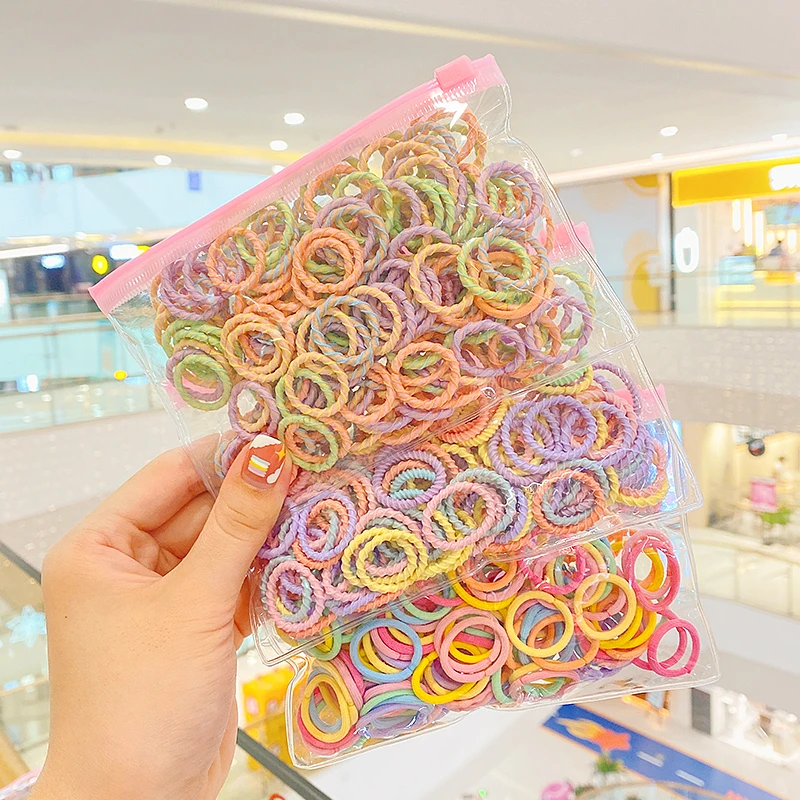 50/100 Pcs/Bag Baby Girls Cute Candy Simple Scrunchies Rubber Bands Children Sweet Soft Elastic Hair Bands Kids Hair Accessories