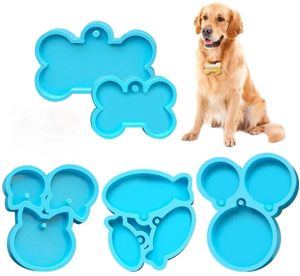 5 styles Dog Bone Shaped Tag Molds Resin Silicone Mold Silicone Keychain for Chocolate Dessert Gummy Candy  Homemade DIY Crafts