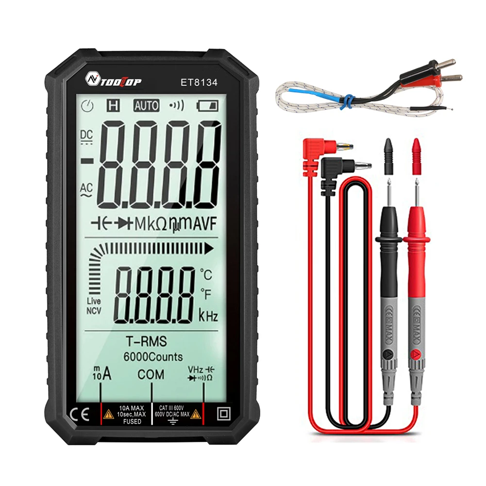 NEW Generation 6000V 10A 4.7 Inch Digital Multimeter Ture RMS AC DC NCV Smart Multimetro Tester Ohm Capacitance Hz Voltage Meter