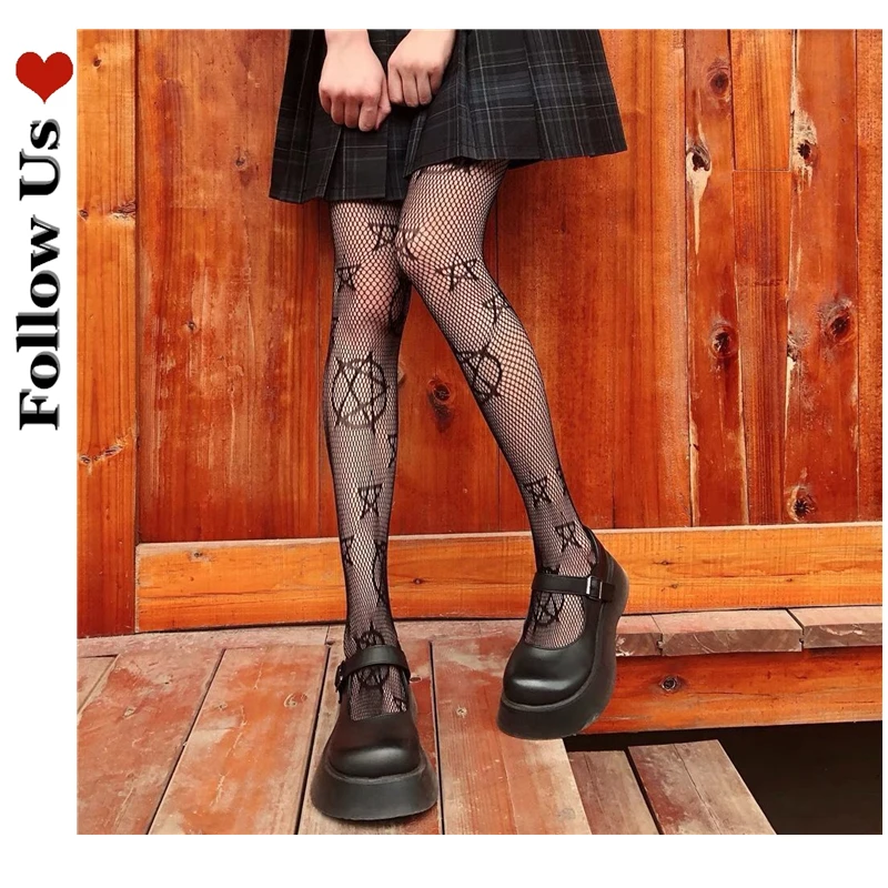 Lolita Magical Girl Fishnet Stockings 2021 Gothic Black White Stockings Japanese Hollow Breathable Sexy Women Pantyhose Tights