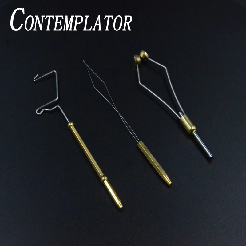 CONTEMPLATOR 3pcs novice fly tying tools suit bobbin threader&ceramic tip bobbin holder&rotary whip finisher fly fishing combo