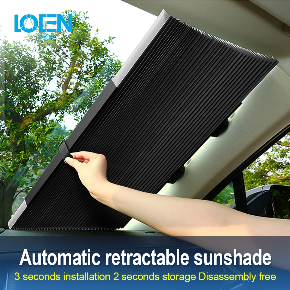 LOEN 46CM/65CM/70CM/80CM Upgarde Retractable SUV Truck Car Front Windshield Sunshade Rear Window Sun Visor UV Protection Curtain