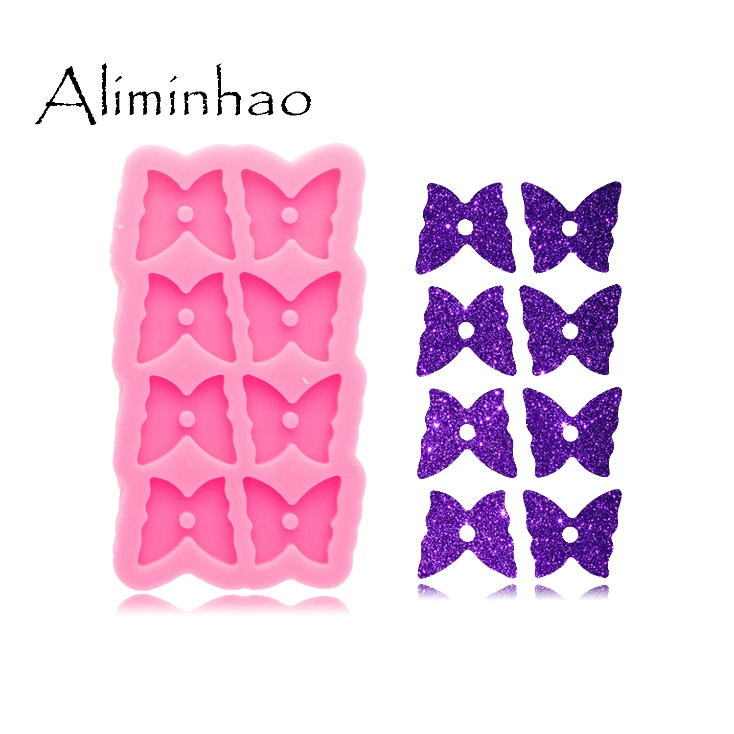 DY0899 Glossy 8-hole Butterfly Earrings Silicone Mold, Epoxy Resin DIY Craft Jewelry Tool, Polymer Clay Mold