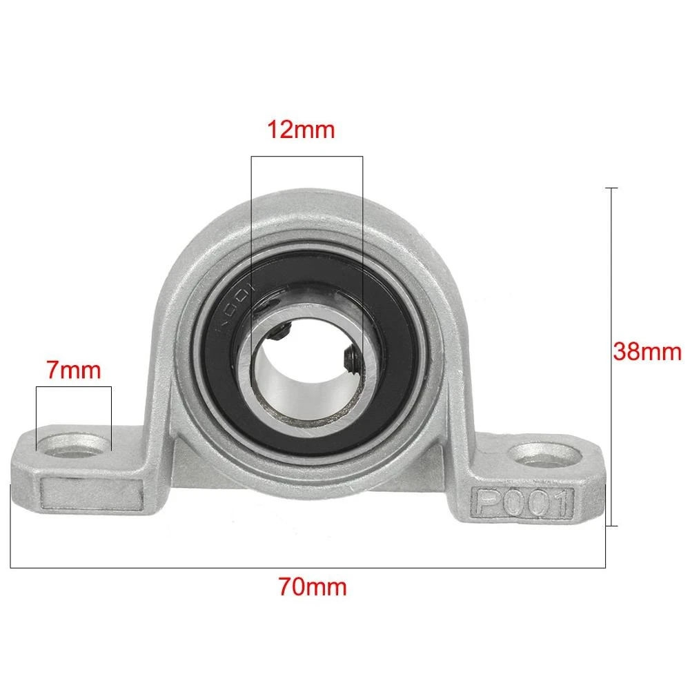 2Pcs Pillow Block Bore KP001 12mm Inner Diameter Zinc Alloy Metal Ball Bearing 12MM KP001