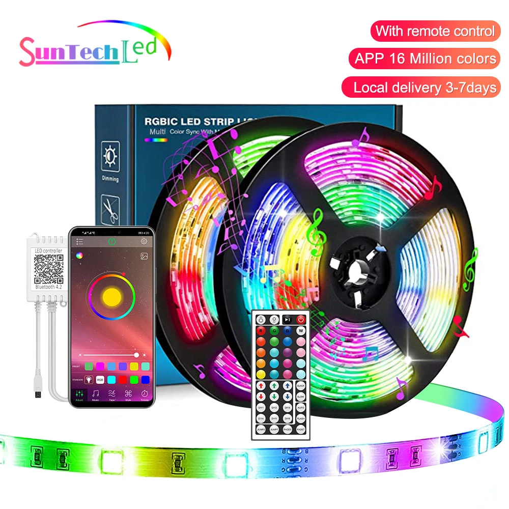 Suntech, Led Strip,5m-30m SMD 5050 Bluetooth Music Led Lights, Phone App Remote Control,Decoration For Bedroom,Living Room