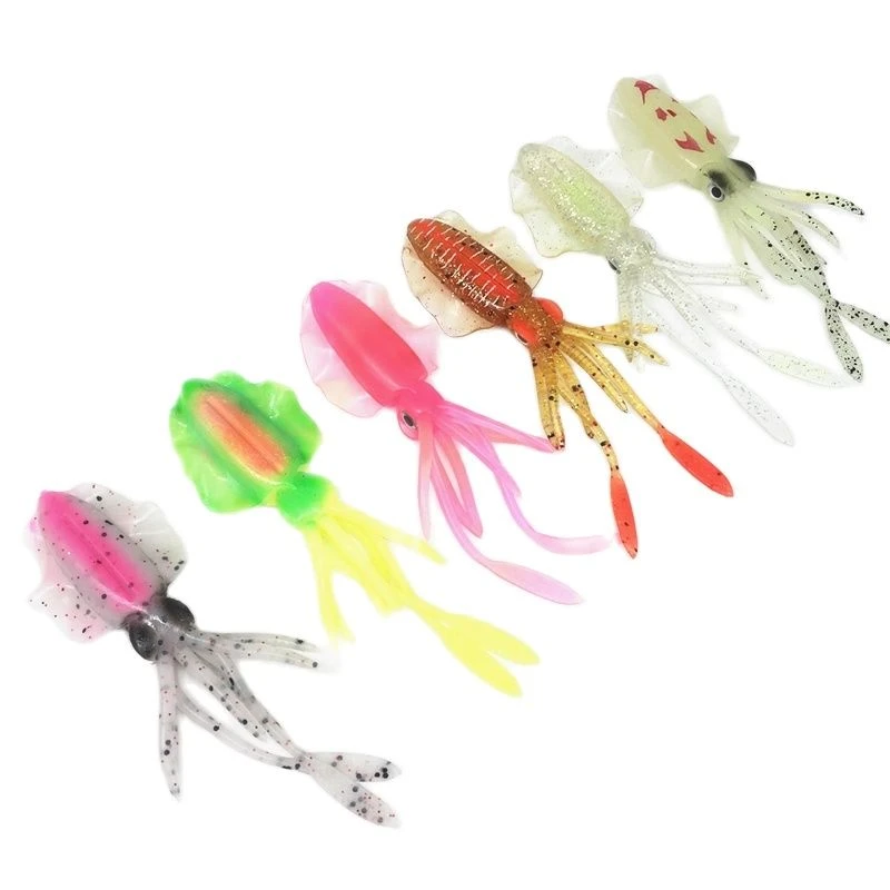 2Pcs*10/12/15cm Glow Fishing Luminous Octopus UV Squid Soft Lure Pesca Sea Fishing wobbler Bait Squid Jigs Fishing Tuna Lure