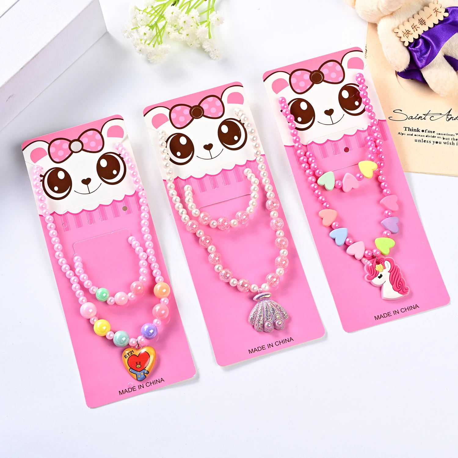 Children's Necklaces Female Unicorn Cartoon Princess Jewelry Girls Bracelets Baby Accessories Kids Jewelry Gifts