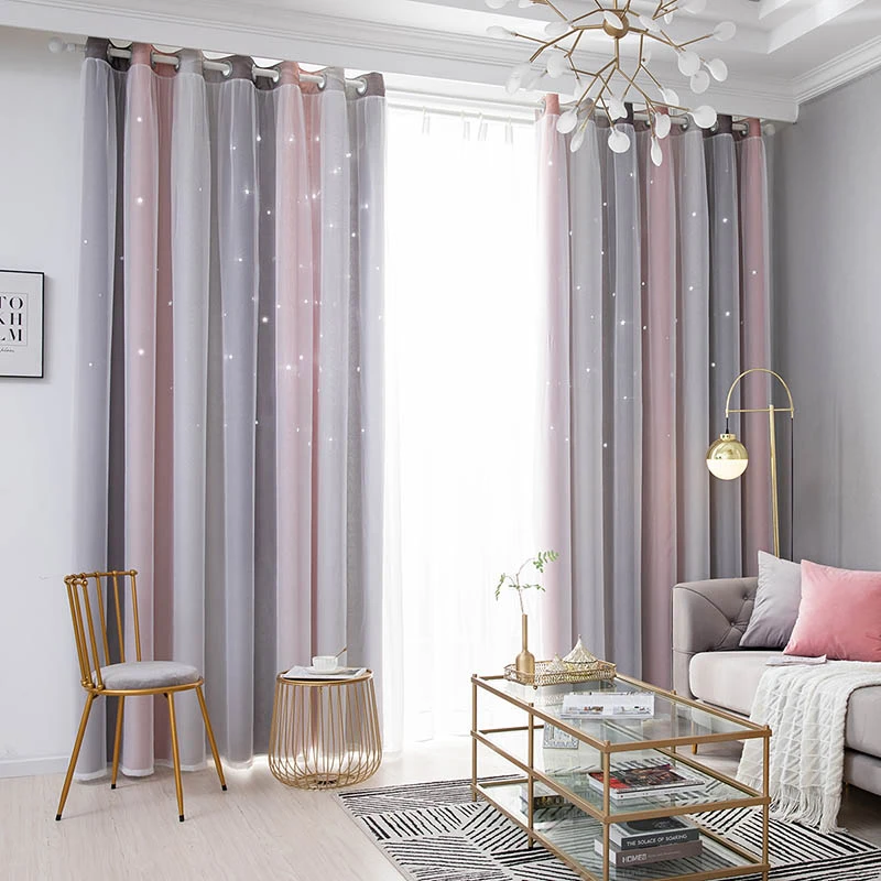 Roman Curtains For Living Room Tulle For Bedroom Curtains Double Layer Blackout Curtain Home Star Roller Blinds On the Window