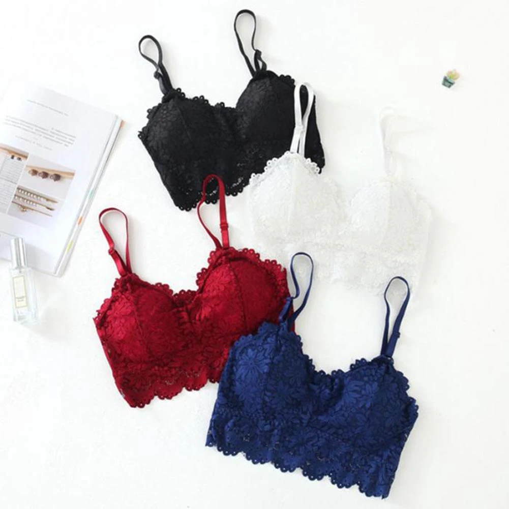 Sexy Lace Bralette Tube Tops Bandeau Summer Women Lace Bra Tanks Crop Tops Bandeau Girl Underwear Solid Color Camisole Hot Sale