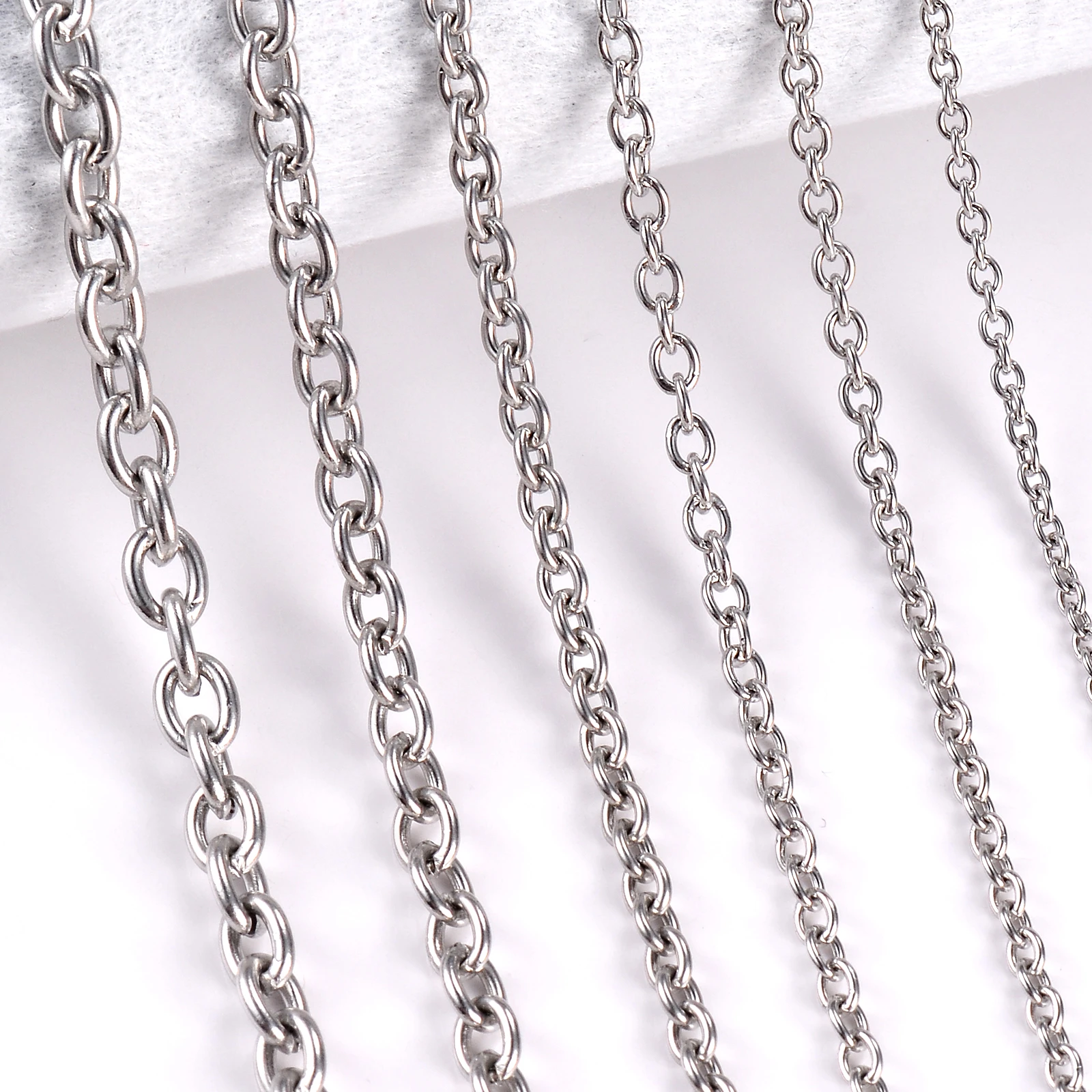 1Pc Width 1.5mm-6mm Stainless Steel Cross O Chain Necklace For Women Men DIY Jewelry Thin Bracelet Necklace