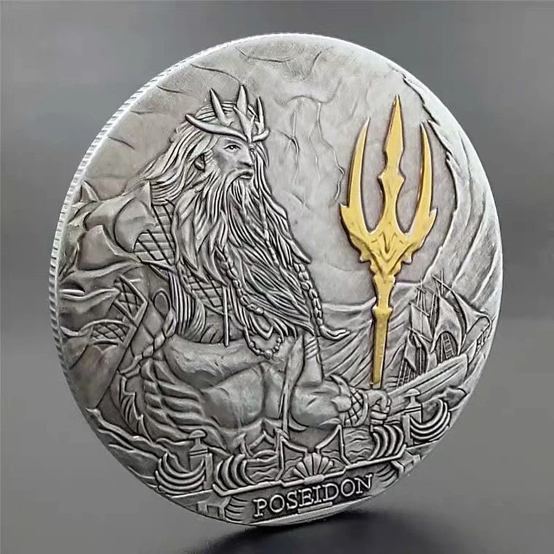 Commemorative Coins Arts Collection Gifts Poseidon Egypt Jpan Amaterasu India Fine Silver Coin Ancient Myth  Plated Coins