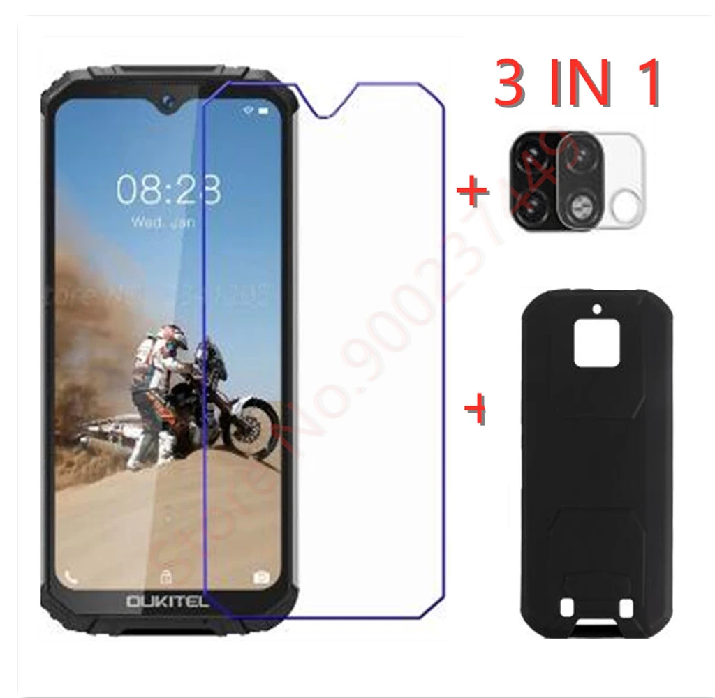 3-in-1 Case + Camera Tempered Glass On For Oukitel WP6 ScreenProtector Glass For Oukitel WP6 Phone 2.5D 9H Glass