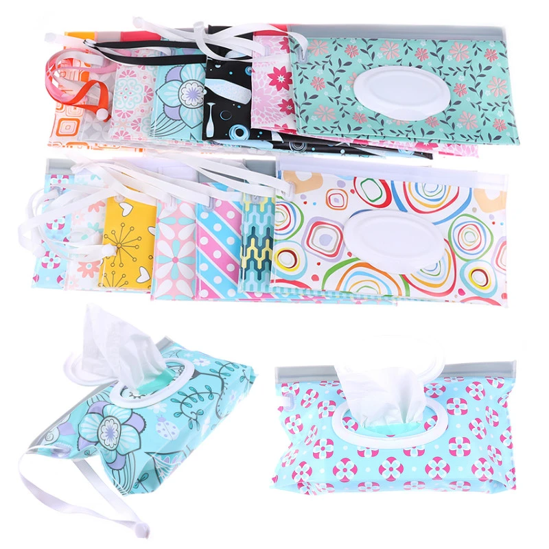 Baby Care Wet Wipe Box Eco-Friendly Wet Tissue Case Cleaning Wipes Container Case Portable Wet Wipe Bag EVA Snap Strap Wipes Bag