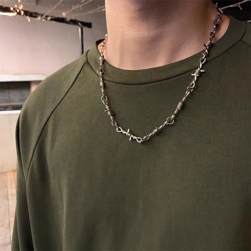 Small Wire Brambles Iron Unisex Choker Necklace for Women Men Hip-hop Gothic Punk Barbed Wire Chain Choker Accessories Gifts