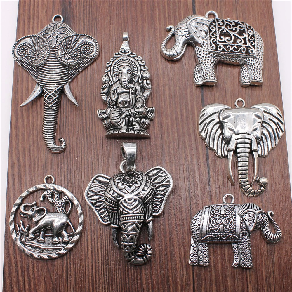 1pcs Charms Big Elephant For Jewelry Making DIY Jewelry Accessories Antique Silver Color Big Elephant Pendant Charms