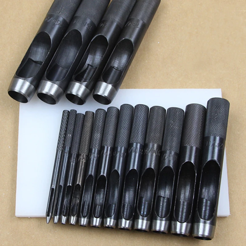 1-25mm Leathercraft Tool Set Punching Leather Hole Punch Round Steel Leather Craft Hollow Hole Punch Metal Gaskets  Rubber Tools