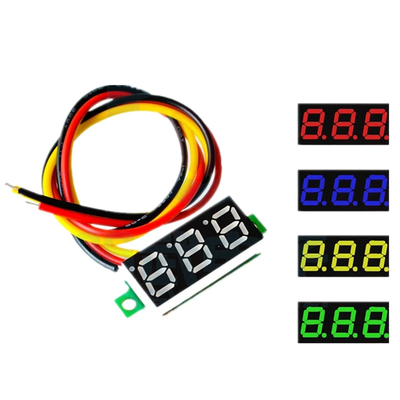 0.28 Inch 2.5V-40V Mini Digital Voltmeter Voltage Tester Meter Red/Blue/yellow/green LED Screen Electronic Parts Accessories