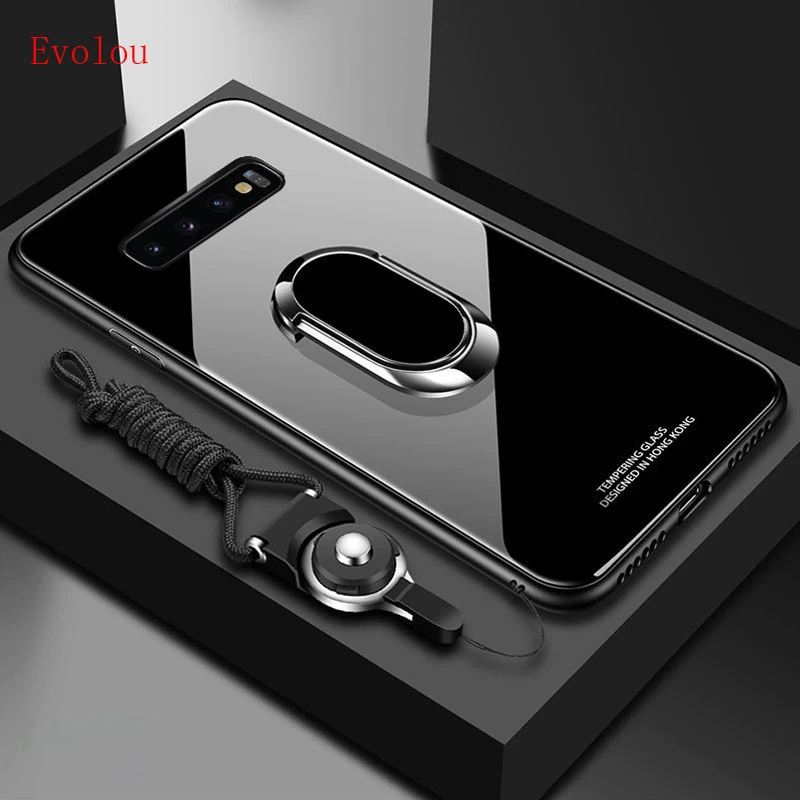 Stand Ring Magnet Cover For Samsung Galaxy M10 M20 M30 M40 S10 PLUS 5G Note 8 9 10 pro Hard Tempered Glass Protective Back case