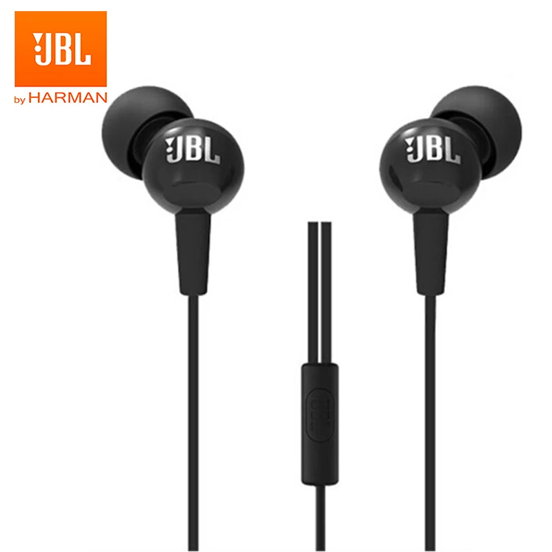 JBL C100Si Original 3.5mm Wired Stereo Earphones Deep Bass Music Sports Headset Running Earphone Hands-free Call with Microphone
