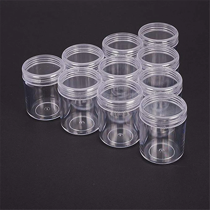 10pcs Clear Plastic Bead Containers for Jewelry Packaging Nail Beads Tool Storage Box Bead Gems Case 39x50mm