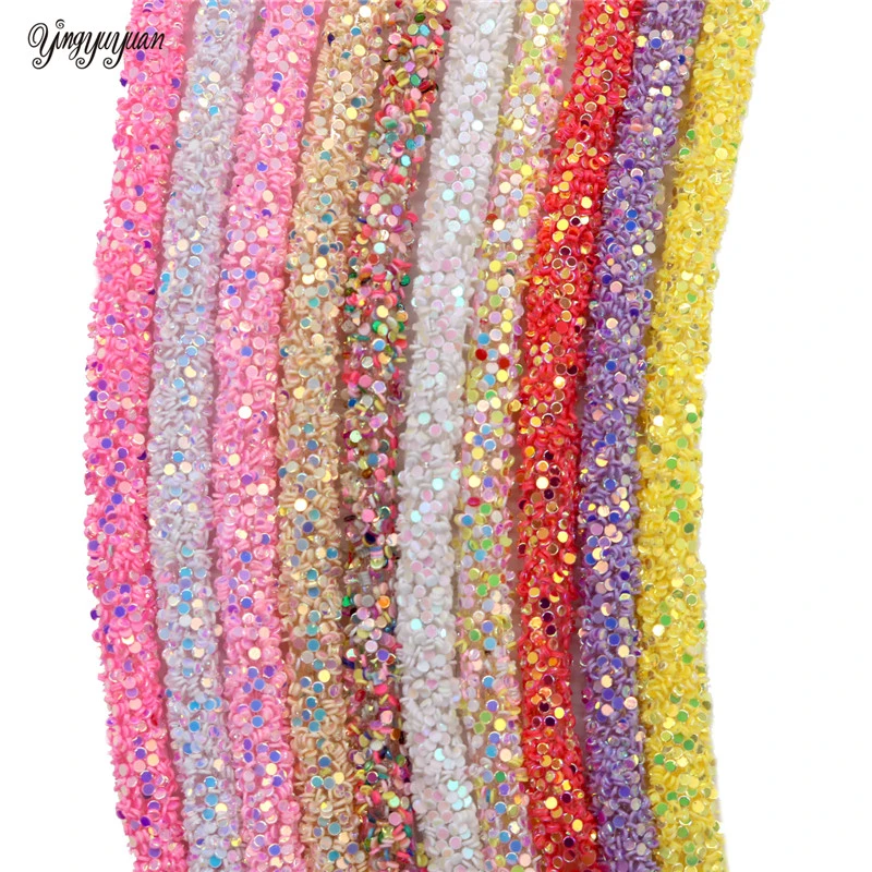 1 Yard 6mm Glitter Sequins Rhinestones Soft Tube Cord Rope String for DIY Clothing Shoes Hat Jewelry Bracelet Party Decoration