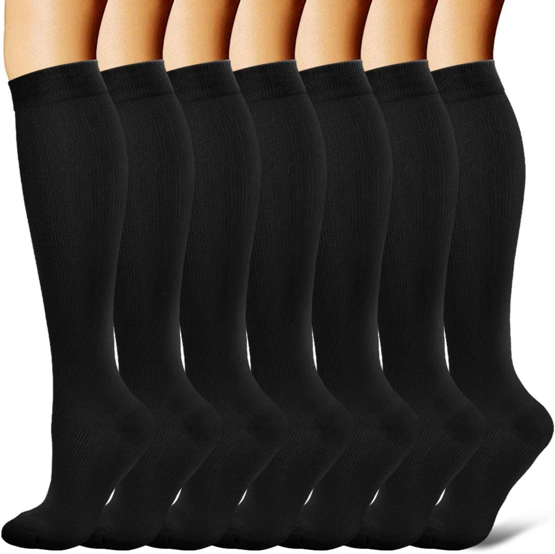 Compression Socks Black  Men Women Running Socks Varicose Vein Knee High Leg Support Stretch Pressure Circulation Long Stocking