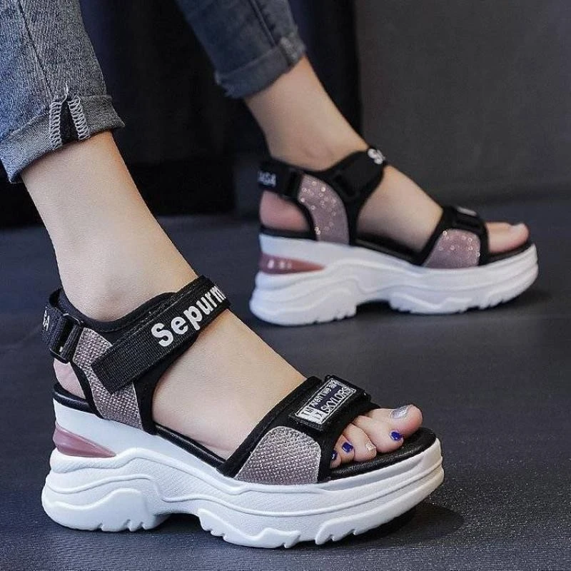 2021 New Summer Ladies Sandals Platform Platform Shoes Casual Heightening Slope With Women's High Heels Women's Sports Sandals