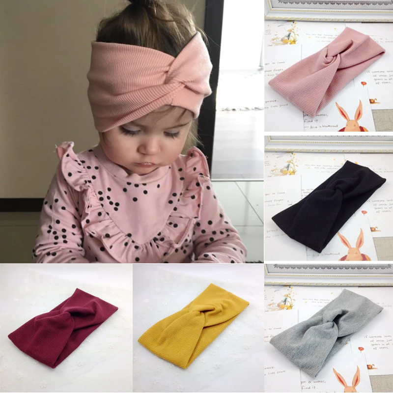 1 PCS Spring Summer Solid Color Baby Headband Girls Twisted Knotted Soft Elastic Baby Girl Headbands Hair Accessories Large Size