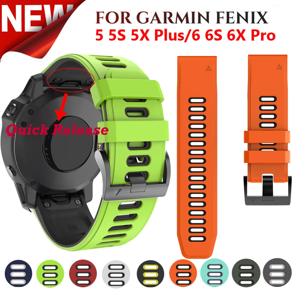 26 22 20mm Smart Watch Band Strap For Garmin Fenix 6 6S 6X Pro 5X 5 5S Plus 3HR D2 S60 Quick Release Silicone Easyfit Wristband