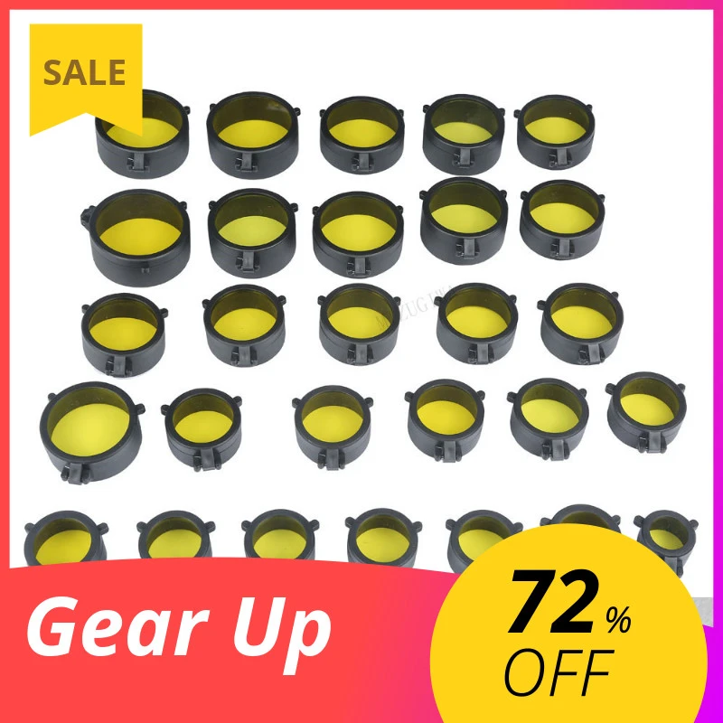 Transparent Rifle Scope Cover Protection 30mm-69mm Lens Cover Flip Up Quick Spring Cap Yellow Objective Lense Lid Hunting