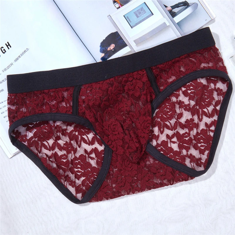 Men Briefs Lace Male Underwear Briefs Lace Sexy Men Lingerie Men Comfortable Floral Print Underpants Ropa Interior Hombre Briefs