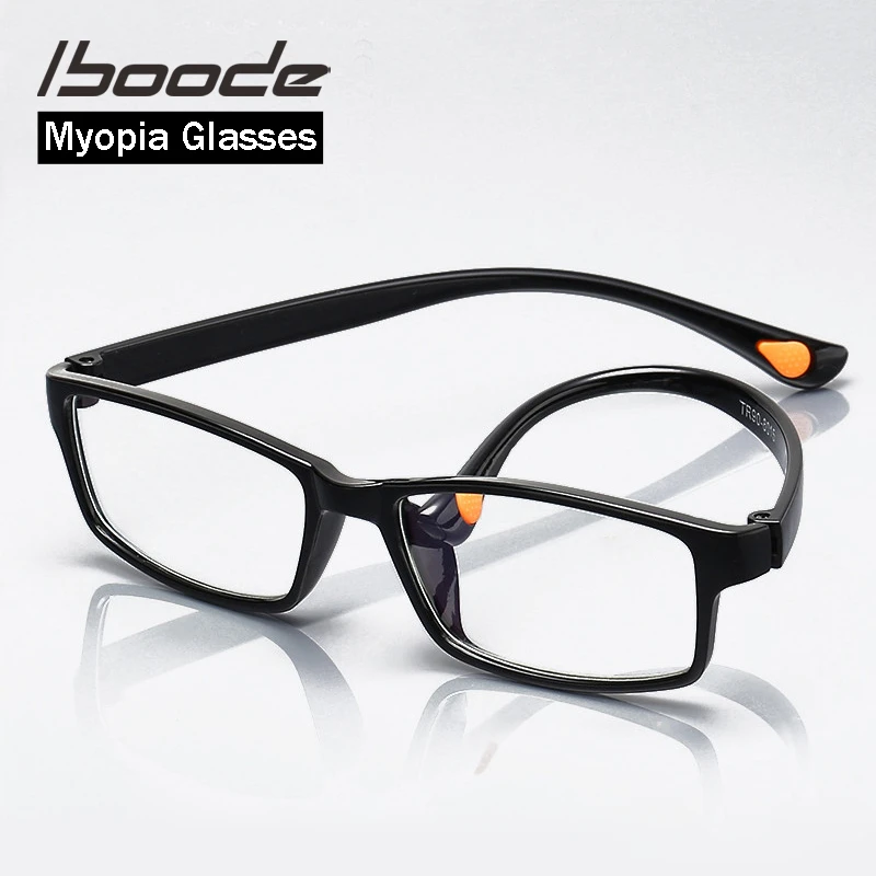 iboode Ultralight TR90 Myopia Optical Glasses Frame Men Women Square Myopic Eyeglasses for Student With Diopter -1.0 1.5 2.0 2.5