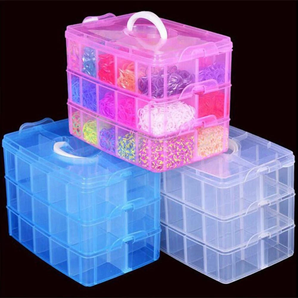 3 Layers 18 Compartments Clear Storage Box Container Jewelry Bead Organizer Case Plastic Empty Box Multifunction Tool Case