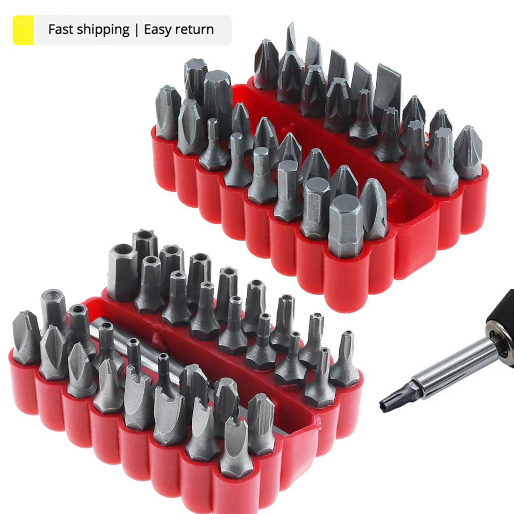 33pcs/lot Screwdriver Bit Set Hand Tool Kit with Hexagonal Torx Hex Pozidriv Slotted Phillips Special Screw Driver Drill Bits