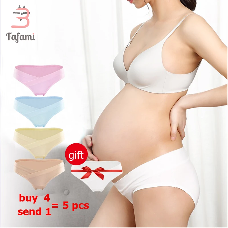 Cotton Maternity Panties Multi-Pack Pregnant Underwear Cotton Under Bump Underpants Postpartum Mother Panties Buy 4 Get 1 Free