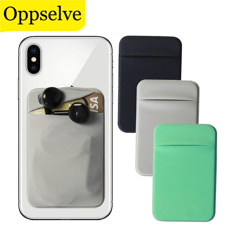 Business Credit Pocket Adhesive Fashion Cell Phone Holder Card Case Sticker Silicone Cover For iPhone Samsung Xiaomi Phone Pouch