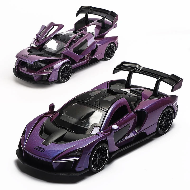 1/32 Die Cast McLaren Senna Sports Car Model Toy Alloy Simulation Sound Light Pull Back Supercar Toys Vehicle For Gift