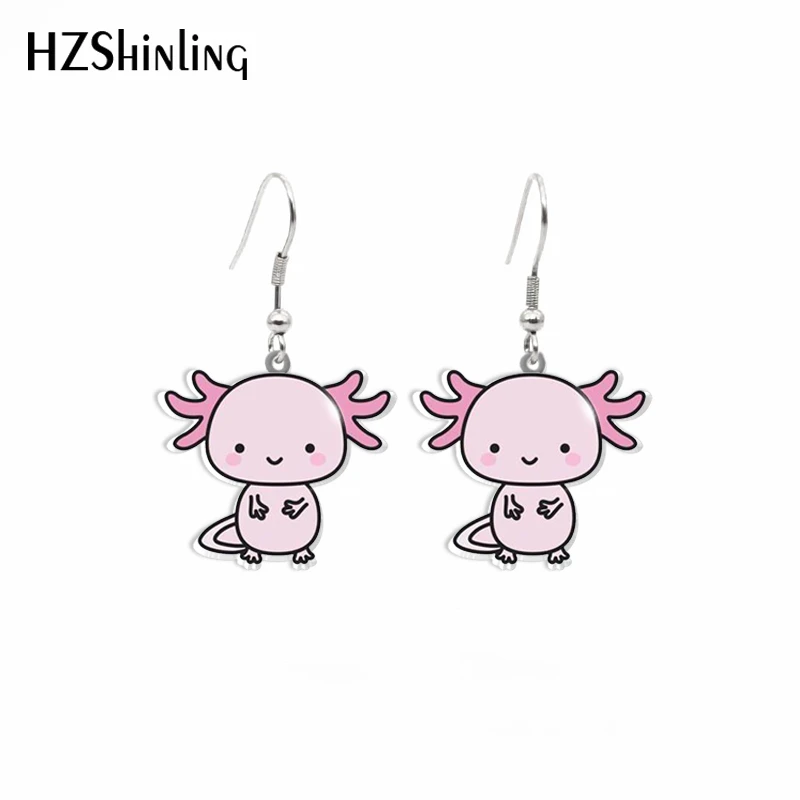 2021 New Fashion Acrylic Hook Earrings Axolotl Animal Dangle Drop Earrings Resin Epoxy Jewelry for Women