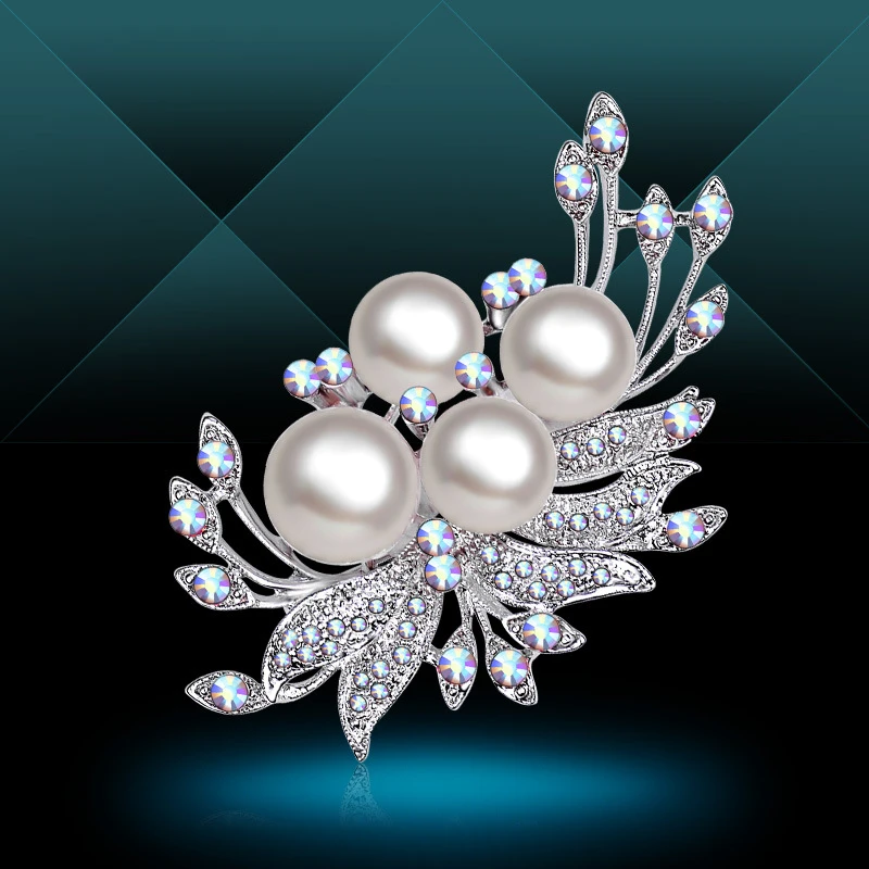 Elegant Art Simulated Pearl Flower Brooch Pin Accessories Fashion Engagement Wedding Jewelry For Women